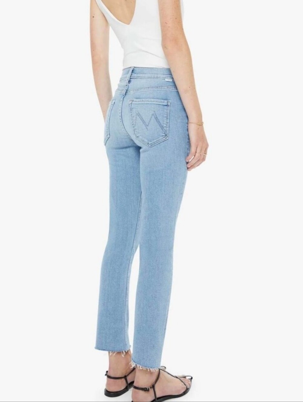 MOTHER The Mid Rise Dazzler Ankle Step Fray Jeans Size 32 - Picture 2 of 8